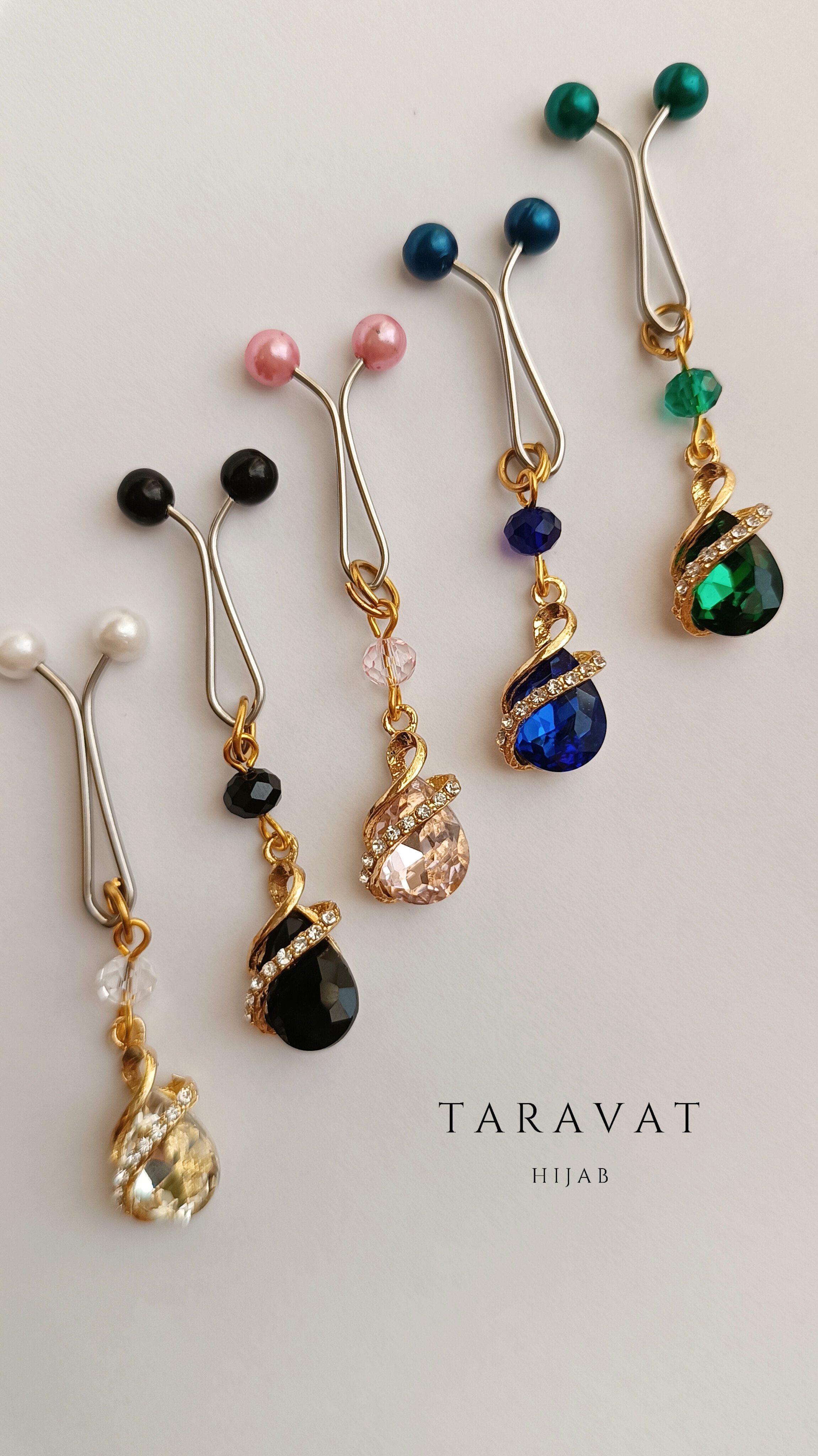 گیره روسری آویز دار اشک جواهر