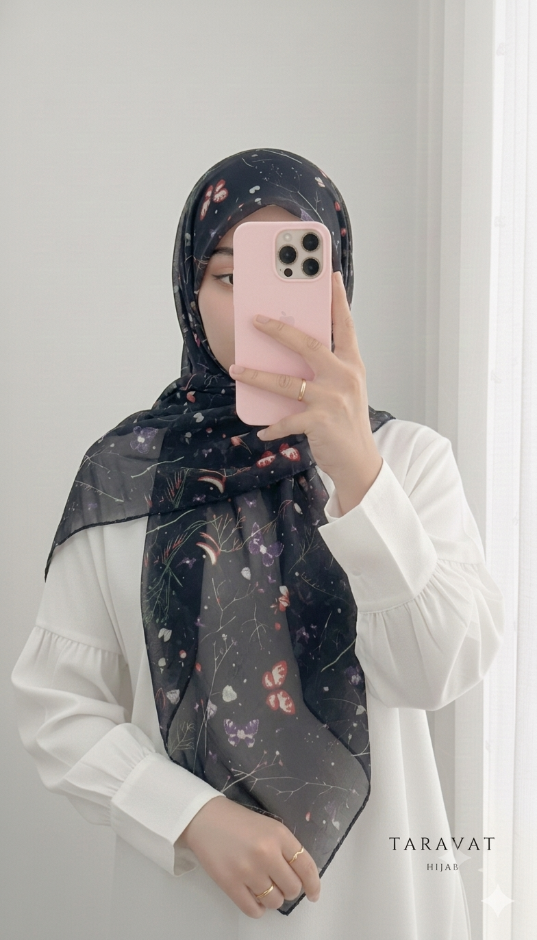 روسری حریر ژرژت سرمه ای قواره ۱۳۰